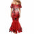 Hawaii Mermaid Dress Polynesian Shark Tattoo With Plumeria Red Gradient LT14 - Polynesian Pride