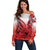 Hawaii Off Shoulder Sweater Polynesian Shark Tattoo With Plumeria Red Gradient LT14 Women Red - Polynesian Pride