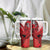 Hawaii Tumbler With Handle Polynesian Shark Tattoo With Plumeria Red Gradient