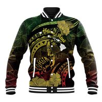 Personalised Hawaii Nene Goose Baseball Jacket Hawaiian Map Hibiscus Polynesian Art - Reggae Gradient LT14 Unisex Reggae - Polynesian Pride