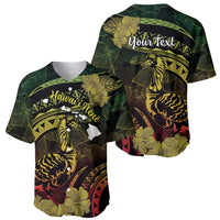 Personalised Hawaii Nene Goose Baseball Jersey Hawaiian Map Hibiscus Polynesian Art - Reggae Gradient LT14 - Polynesian Pride