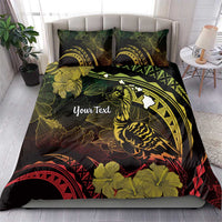 Personalised Hawaii Nene Goose Bedding Set Hawaiian Map Hibiscus Polynesian Art - Reggae Gradient LT14 - Polynesian Pride