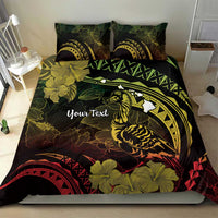Personalised Hawaii Nene Goose Bedding Set Hawaiian Map Hibiscus Polynesian Art - Reggae Gradient LT14 - Polynesian Pride