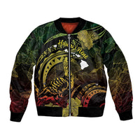 Personalised Hawaii Nene Goose Bomber Jacket Hawaiian Map Hibiscus Polynesian Art - Reggae Gradient LT14 Unisex Reggae - Polynesian Pride