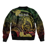 Personalised Hawaii Nene Goose Bomber Jacket Hawaiian Map Hibiscus Polynesian Art - Reggae Gradient LT14 - Polynesian Pride