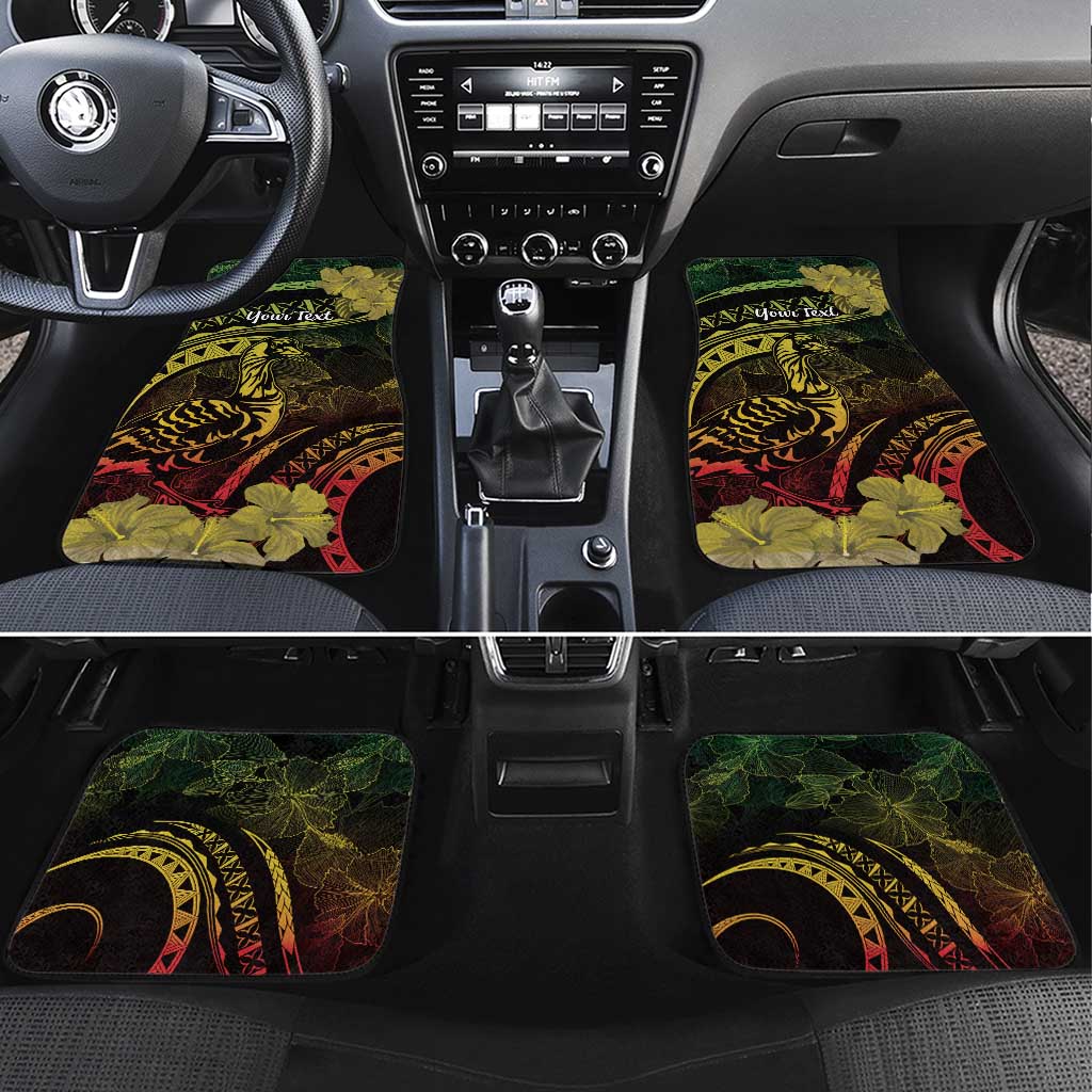 Personalised Hawaii Nene Goose Car Mats Hawaiian Map Hibiscus Polynesian Art - Reggae Gradient