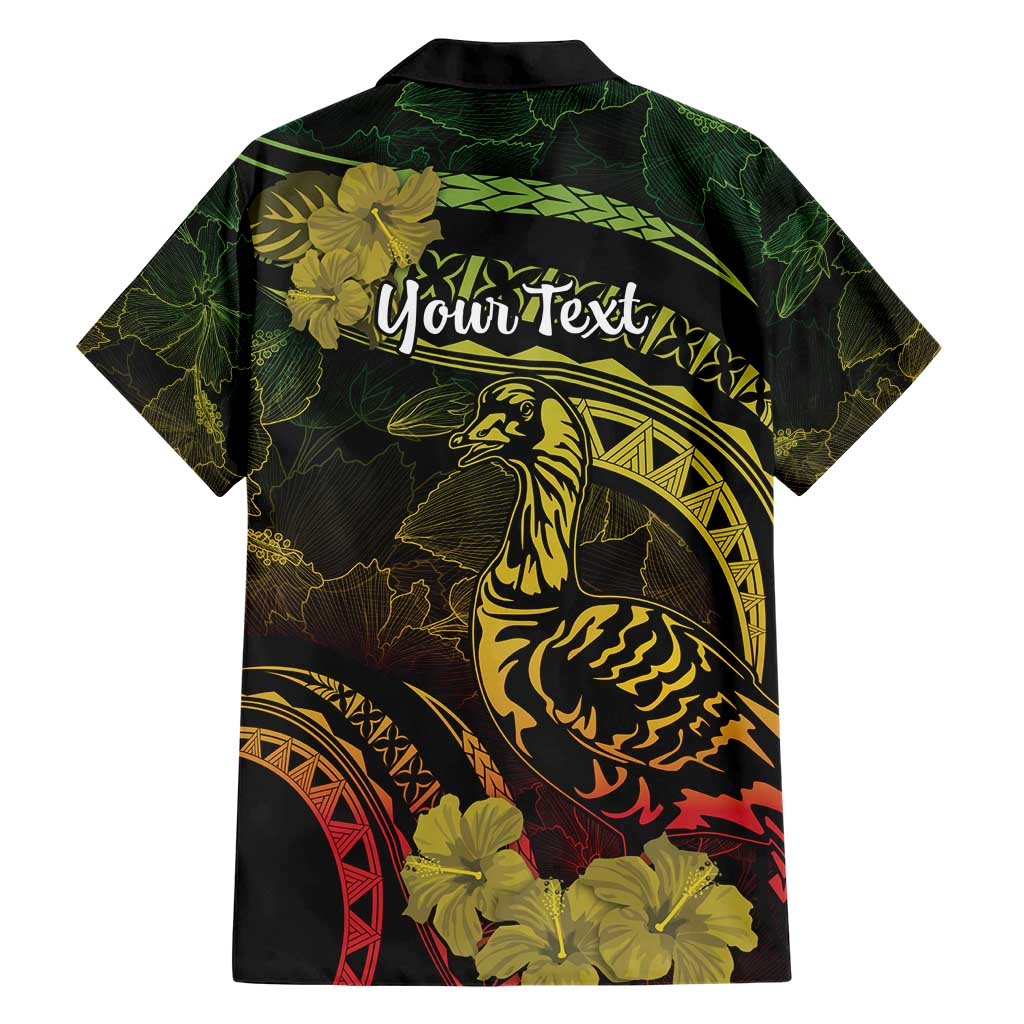 Personalised Hawaii Nene Goose Hawaiian Shirt Hawaiian Map Hibiscus Polynesian Art - Reggae Gradient LT14 - Polynesian Pride