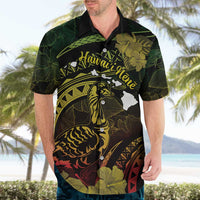 Personalised Hawaii Nene Goose Hawaiian Shirt Hawaiian Map Hibiscus Polynesian Art - Reggae Gradient LT14 - Polynesian Pride