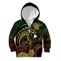 Personalised Hawaii Nene Goose Kid Hoodie Hawaiian Map Hibiscus Polynesian Art - Reggae Gradient LT14 Zip Hoodie Reggae - Polynesian Pride