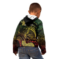 Personalised Hawaii Nene Goose Kid Hoodie Hawaiian Map Hibiscus Polynesian Art - Reggae Gradient LT14 - Polynesian Pride