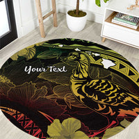 Personalised Hawaii Nene Goose Round Carpet Hawaiian Map Hibiscus Polynesian Art - Reggae Gradient LT14 Reggae - Polynesian Pride