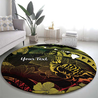 Personalised Hawaii Nene Goose Round Carpet Hawaiian Map Hibiscus Polynesian Art - Reggae Gradient LT14 - Polynesian Pride