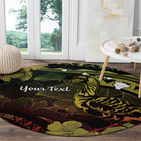 Personalised Hawaii Nene Goose Round Carpet Hawaiian Map Hibiscus Polynesian Art - Reggae Gradient LT14 - Polynesian Pride