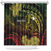 Personalised Hawaii Nene Goose Shower Curtain Hawaiian Map Hibiscus Polynesian Art - Reggae Gradient LT14 Reggae - Polynesian Pride
