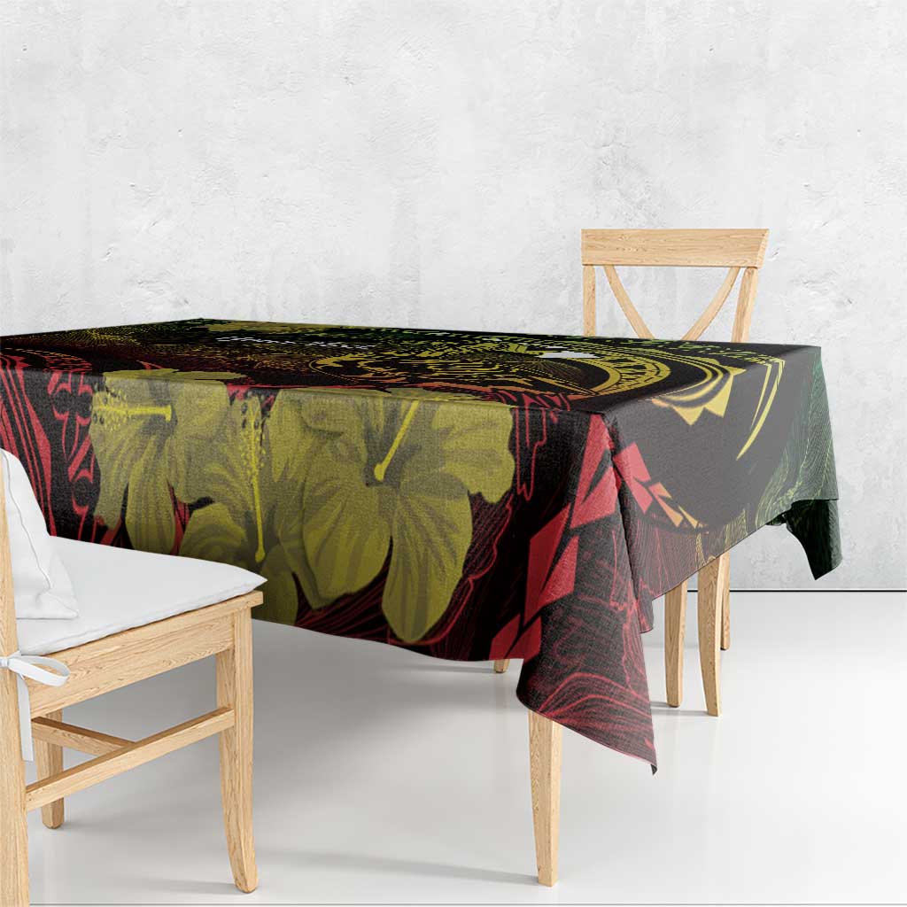 Personalised Hawaii Nene Goose Tablecloth Hawaiian Map Hibiscus Polynesian Art - Reggae Gradient LT14 - Polynesian Pride