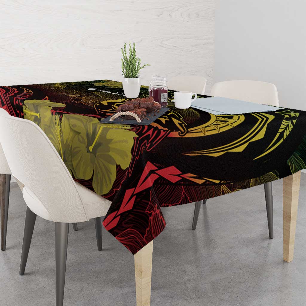Personalised Hawaii Nene Goose Tablecloth Hawaiian Map Hibiscus Polynesian Art - Reggae Gradient LT14 - Polynesian Pride