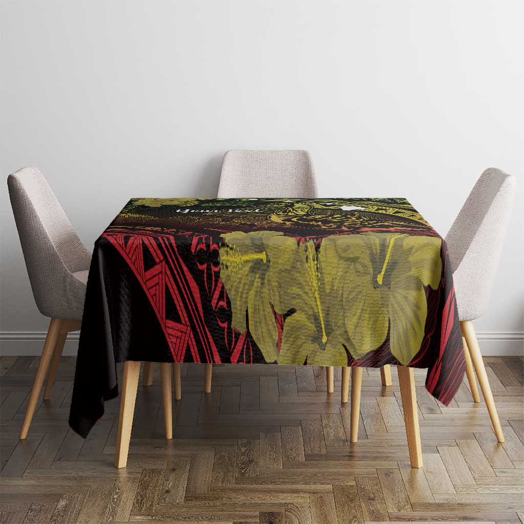 Personalised Hawaii Nene Goose Tablecloth Hawaiian Map Hibiscus Polynesian Art - Reggae Gradient LT14 - Polynesian Pride