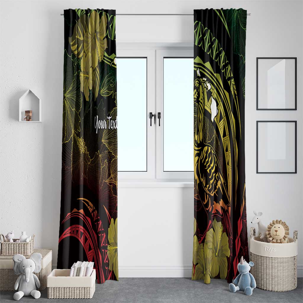 Personalised Hawaii Nene Goose Window Curtain Hawaiian Map Hibiscus Polynesian Art - Reggae Gradient LT14 - Polynesian Pride