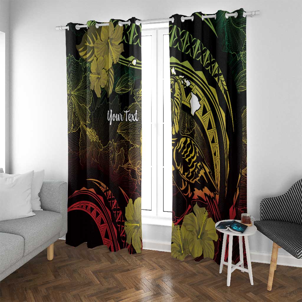 Personalised Hawaii Nene Goose Window Curtain Hawaiian Map Hibiscus Polynesian Art - Reggae Gradient LT14 With Grommets Reggae - Polynesian Pride