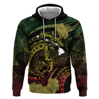 Personalised Hawaii Nene Goose Zip Hoodie Hawaiian Map Hibiscus Polynesian Art - Reggae Gradient LT14 Pullover Hoodie Reggae - Polynesian Pride