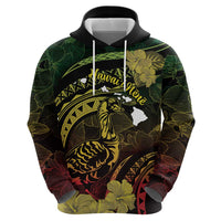 Personalised Hawaii Nene Goose Zip Hoodie Hawaiian Map Hibiscus Polynesian Art - Reggae Gradient LT14 - Polynesian Pride