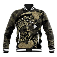 Personalised Hawaii Nene Goose Baseball Jacket Hawaiian Map Hibiscus Polynesian Art - Beige LT14 Unisex Beige - Polynesian Pride