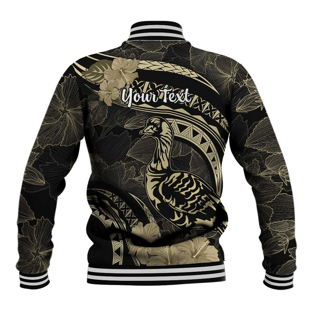 Personalised Hawaii Nene Goose Baseball Jacket Hawaiian Map Hibiscus Polynesian Art - Beige LT14 - Polynesian Pride