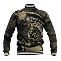 Personalised Hawaii Nene Goose Baseball Jacket Hawaiian Map Hibiscus Polynesian Art - Beige LT14 - Polynesian Pride
