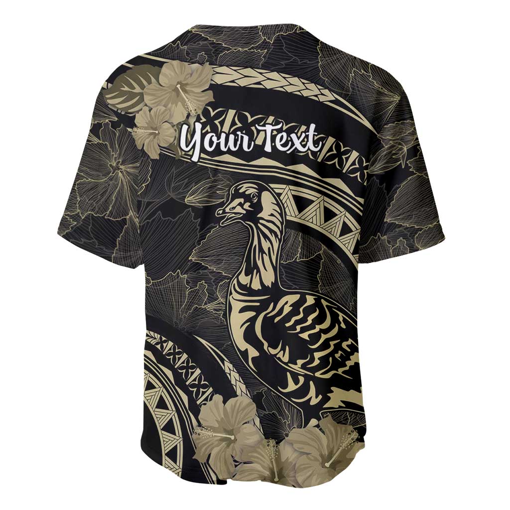 Personalised Hawaii Nene Goose Baseball Jersey Hawaiian Map Hibiscus Polynesian Art - Beige LT14 - Polynesian Pride