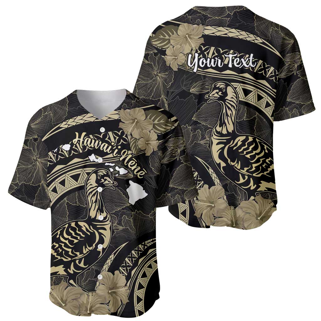 Personalised Hawaii Nene Goose Baseball Jersey Hawaiian Map Hibiscus Polynesian Art - Beige LT14 - Polynesian Pride