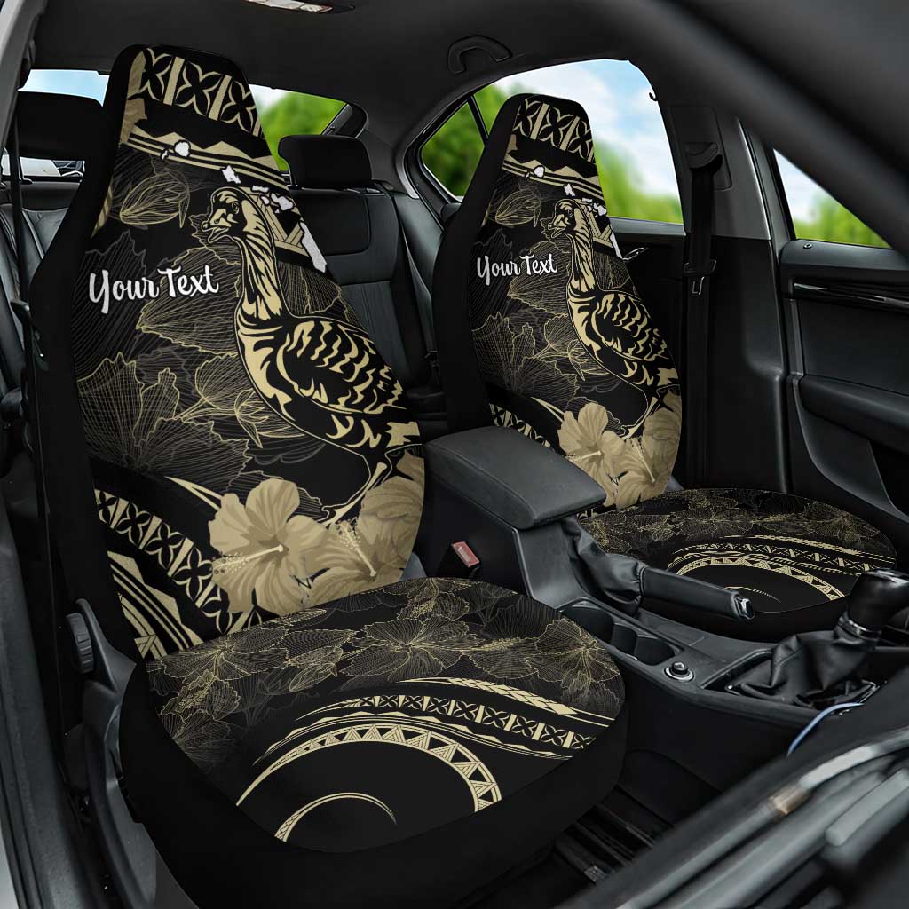 Personalised Hawaii Nene Goose Car Seat Cover Hawaiian Map Hibiscus Polynesian Art - Beige LT14 One Size Beige - Polynesian Pride