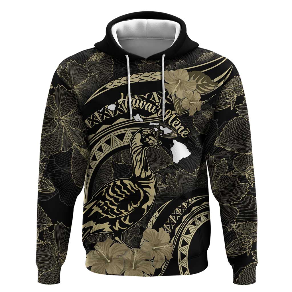 Personalised Hawaii Nene Goose Hoodie Hawaiian Map Hibiscus Polynesian Art - Beige LT14 Pullover Hoodie Beige - Polynesian Pride