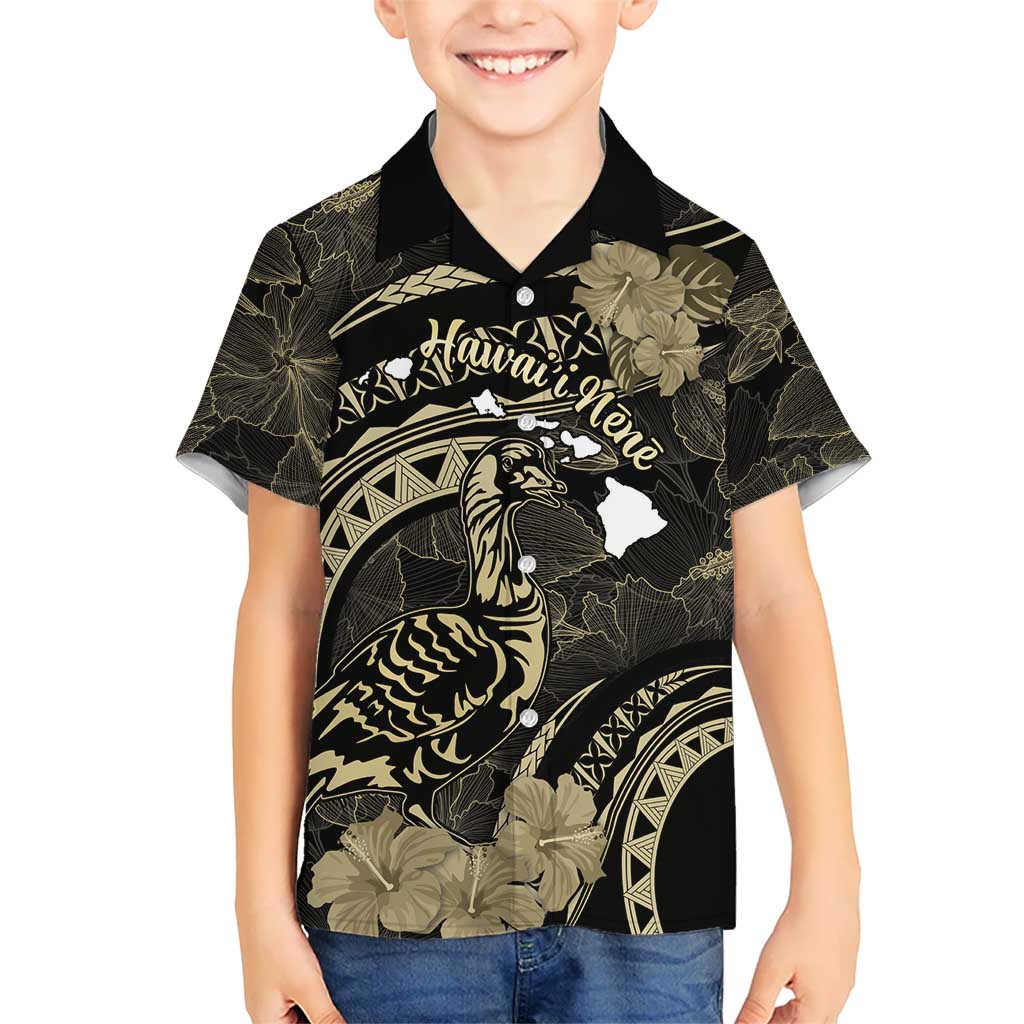 Personalised Hawaii Nene Goose Kid Hawaiian Shirt Hawaiian Map Hibiscus Polynesian Art - Beige LT14 Kid Beige - Polynesian Pride