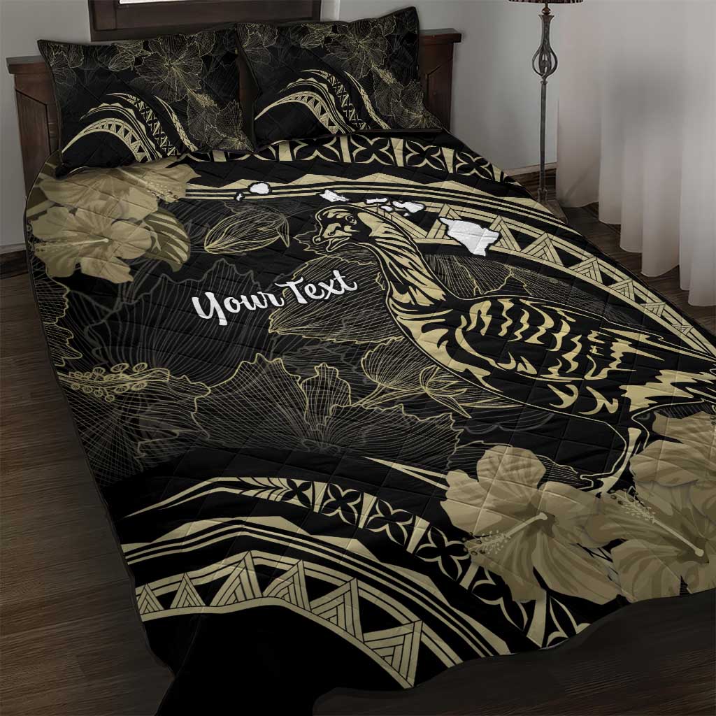 Personalised Hawaii Nene Goose Quilt Bed Set Hawaiian Map Hibiscus Polynesian Art - Beige LT14 Beige - Polynesian Pride