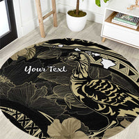 Personalised Hawaii Nene Goose Round Carpet Hawaiian Map Hibiscus Polynesian Art - Beige LT14 Beige - Polynesian Pride