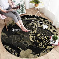 Personalised Hawaii Nene Goose Round Carpet Hawaiian Map Hibiscus Polynesian Art - Beige LT14 - Polynesian Pride