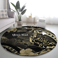 Personalised Hawaii Nene Goose Round Carpet Hawaiian Map Hibiscus Polynesian Art - Beige LT14 - Polynesian Pride