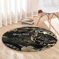 Personalised Hawaii Nene Goose Round Carpet Hawaiian Map Hibiscus Polynesian Art - Beige LT14 - Polynesian Pride
