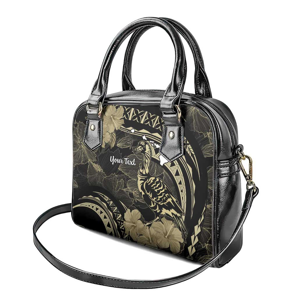 Personalised Hawaii Nene Goose Shoulder Handbag Hawaiian Map Hibiscus Polynesian Art - Beige LT14 - Polynesian Pride
