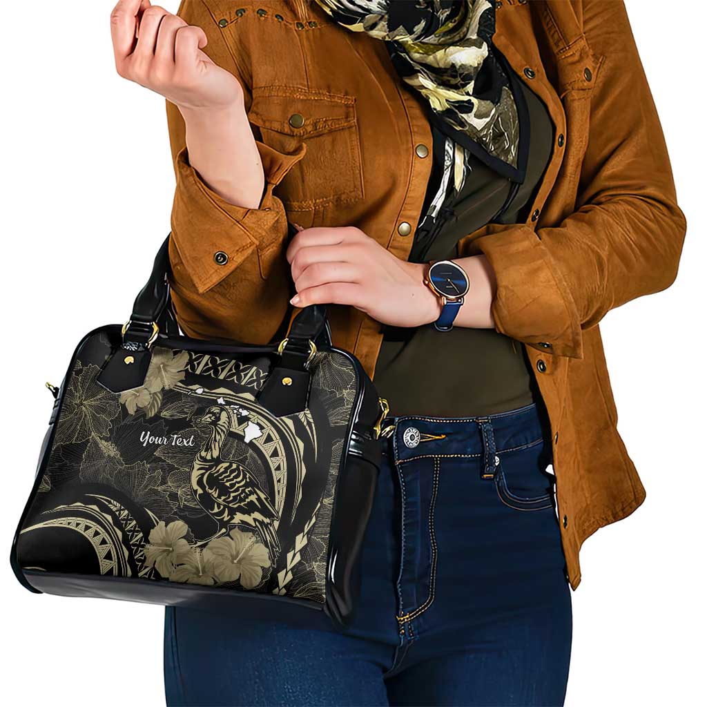 Personalised Hawaii Nene Goose Shoulder Handbag Hawaiian Map Hibiscus Polynesian Art - Beige LT14 - Polynesian Pride