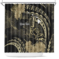 Personalised Hawaii Nene Goose Shower Curtain Hawaiian Map Hibiscus Polynesian Art - Beige LT14 Beige - Polynesian Pride