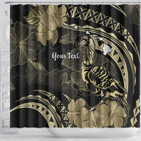Personalised Hawaii Nene Goose Shower Curtain Hawaiian Map Hibiscus Polynesian Art - Beige LT14 - Polynesian Pride