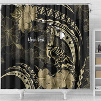 Personalised Hawaii Nene Goose Shower Curtain Hawaiian Map Hibiscus Polynesian Art - Beige LT14 - Polynesian Pride