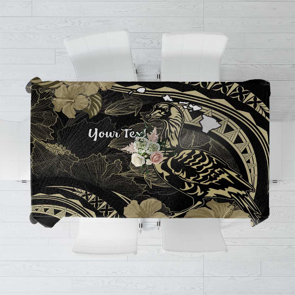 Personalised Hawaii Nene Goose Tablecloth Hawaiian Map Hibiscus Polynesian Art - Beige LT14 Beige - Polynesian Pride