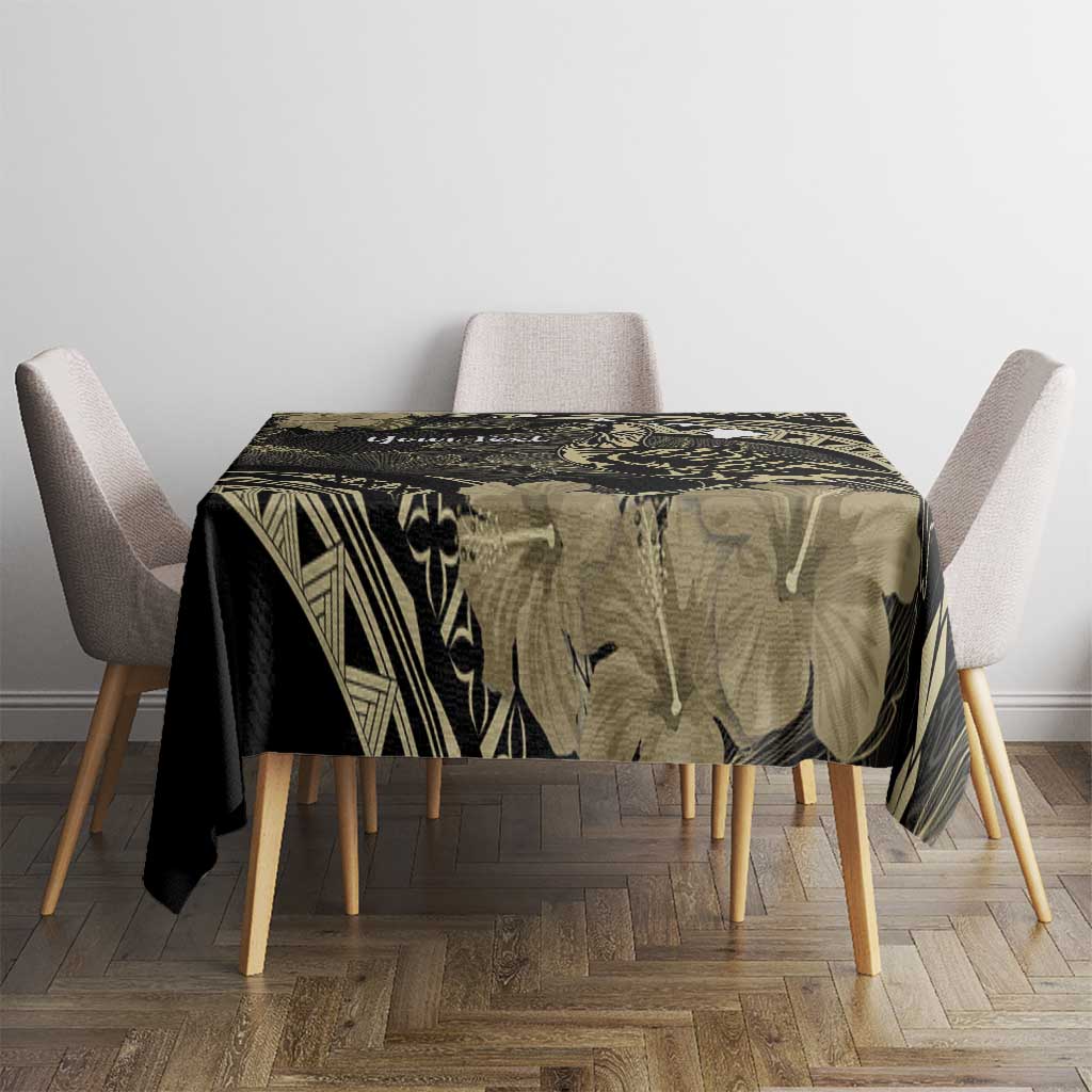 Personalised Hawaii Nene Goose Tablecloth Hawaiian Map Hibiscus Polynesian Art - Beige LT14 - Polynesian Pride