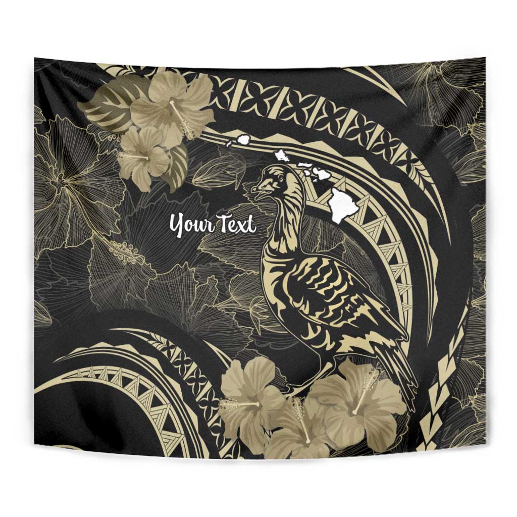 Personalised Hawaii Nene Goose Tapestry Hawaiian Map Hibiscus Polynesian Art - Beige LT14 - Polynesian Pride