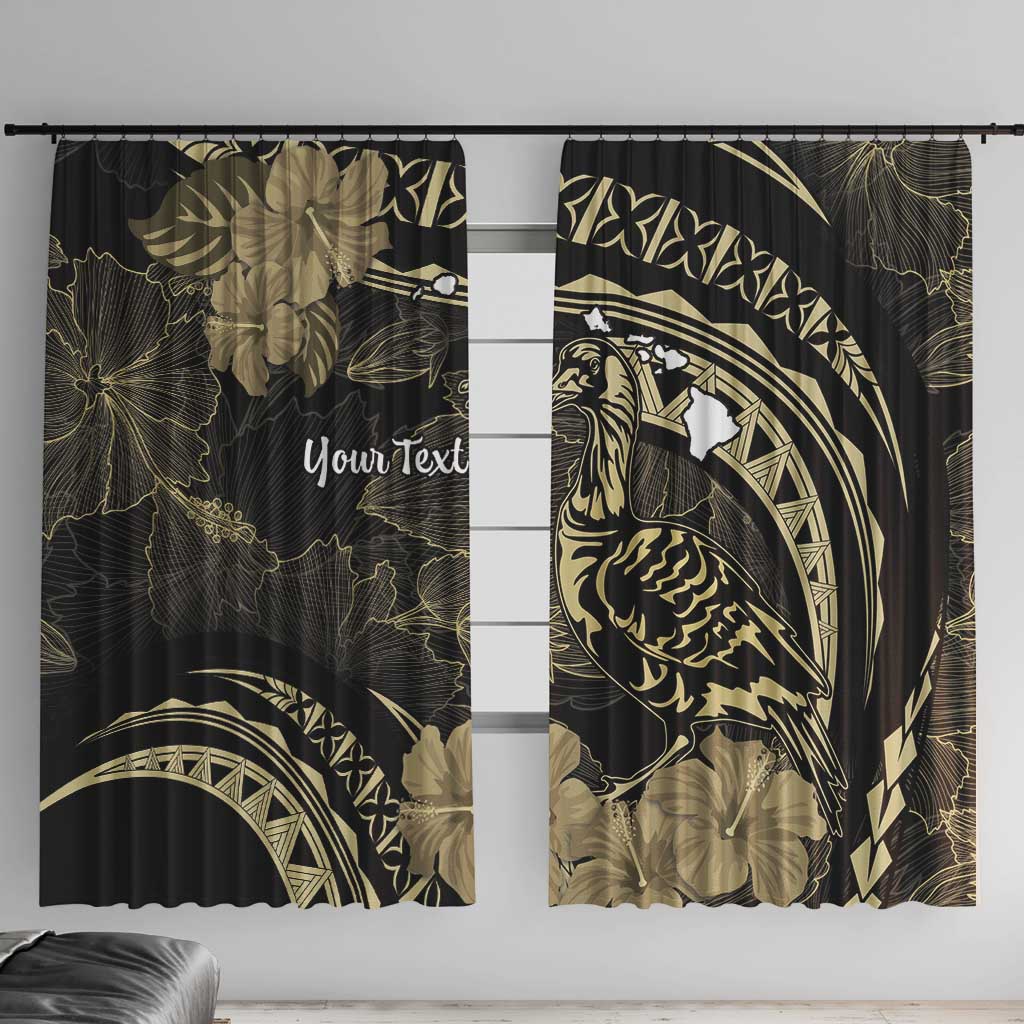 Personalised Hawaii Nene Goose Window Curtain Hawaiian Map Hibiscus Polynesian Art - Beige LT14 With Hooks Beige - Polynesian Pride