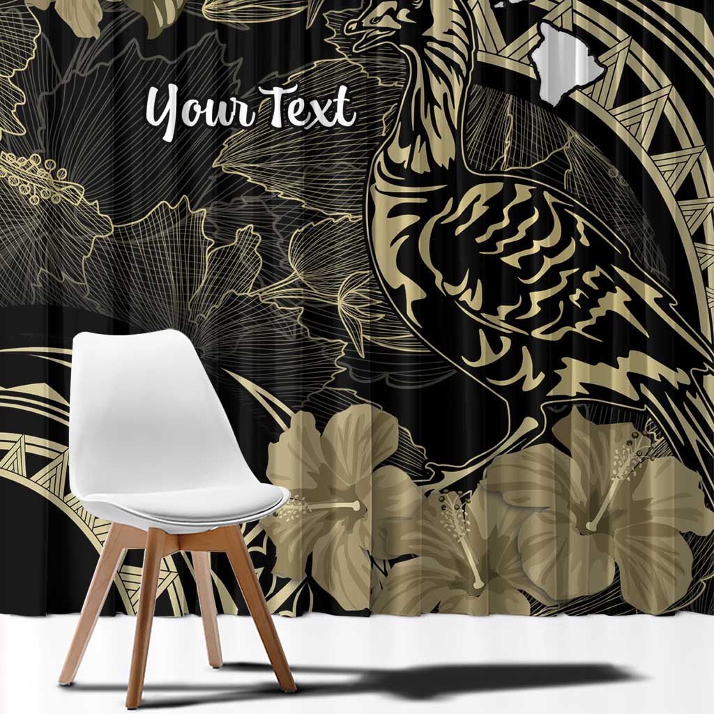 Personalised Hawaii Nene Goose Window Curtain Hawaiian Map Hibiscus Polynesian Art - Beige LT14 - Polynesian Pride