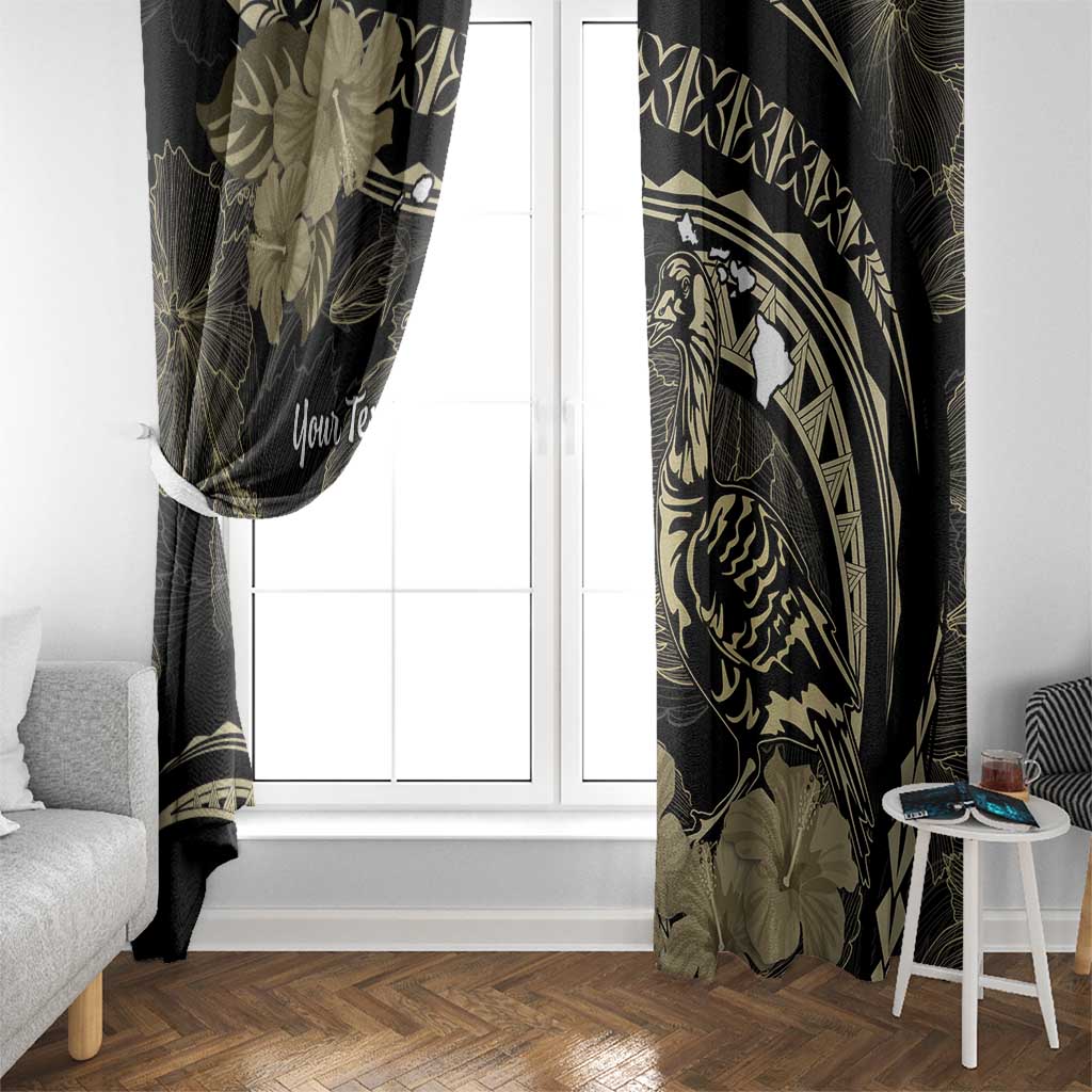 Personalised Hawaii Nene Goose Window Curtain Hawaiian Map Hibiscus Polynesian Art - Beige LT14 - Polynesian Pride