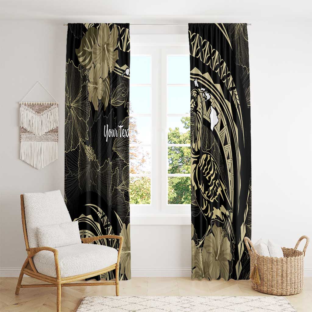 Personalised Hawaii Nene Goose Window Curtain Hawaiian Map Hibiscus Polynesian Art - Beige LT14 - Polynesian Pride